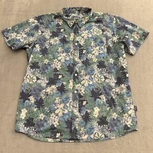 Patagonia Mens XL Organic Cotton Floral Hawaiian Short Sleeve Button Down Shirt
